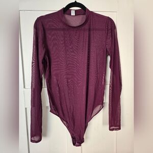 Parade "Silky Mesh Mockneck Bodysuit" Size L / "Violette"